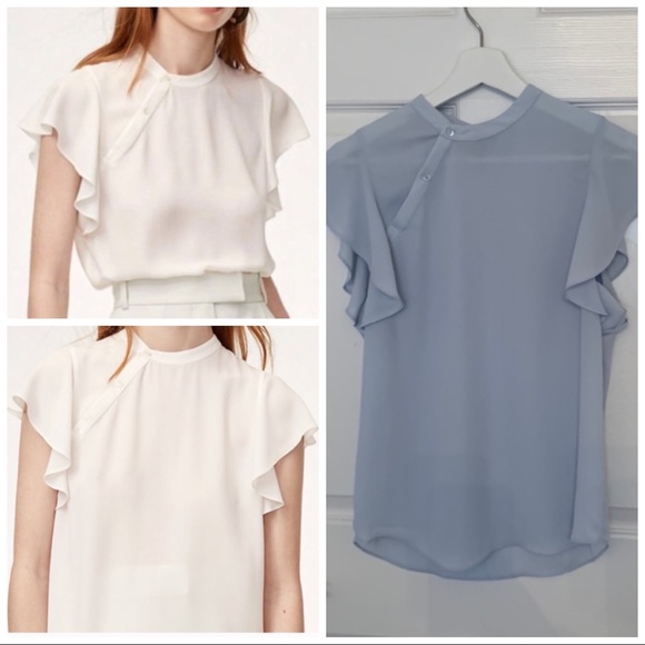 Babaton Tops - Aritzia Babaton Cian Blouse Light Blue Size Small